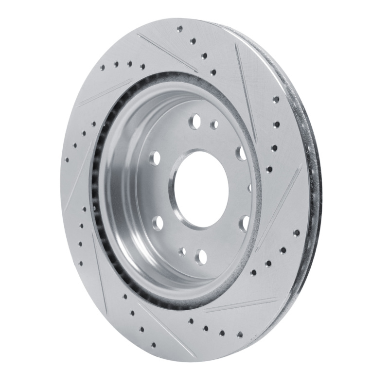 Chevrolet Colorado Brake Rotor (1) - Rear Left - R1 Concepts - Drilled & Slotted - Silver - `23-`25